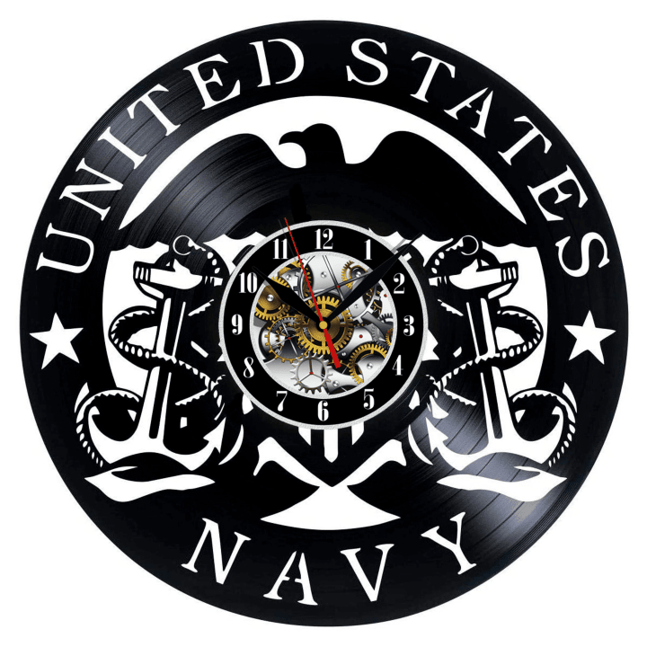 United States Navy Vinyl Record Wall Clock Gifts For Him Her Kids Decor For Home Bedroom Bathroom Art Surprise Ideas For Best Friends