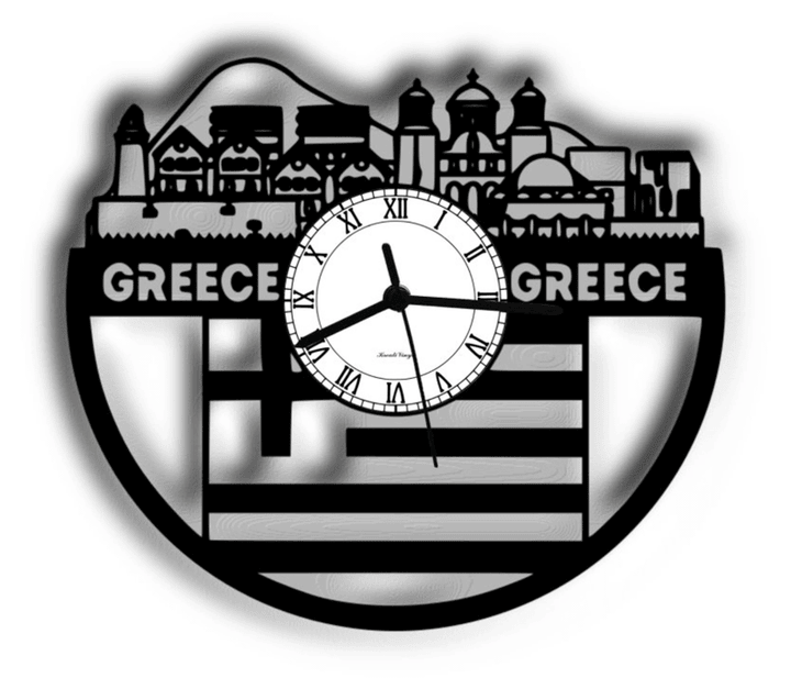 Greece Greece Record Clock Creatinevinyl Gift Idea Wall Clock Vinyl Clock