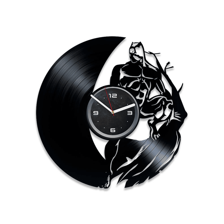 Wakanda Forever Vinyl Record Silent Clock Black Panther Wall Art Movie Night Decor Famous Comic Gift For Kids Housewarming Gift For Friends