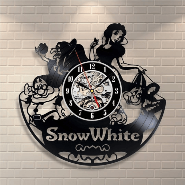 Snow White And The Seven Dwarfs Vinyl Record Large Clock Girl Bedroom Decor Wall Hanging Art Christmas Gift For Sister