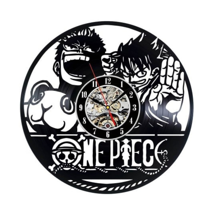 One Piece Vinyl Record Funny Clock Kids Room Unique Art Vintage Wall Decor Idea Birthday Gift For Children