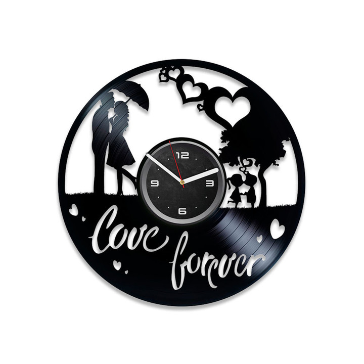 I Love My Family Vinyl Record Clock Cute Wall Decor For Home Unique Art Housewarming Gift Idea For Parents