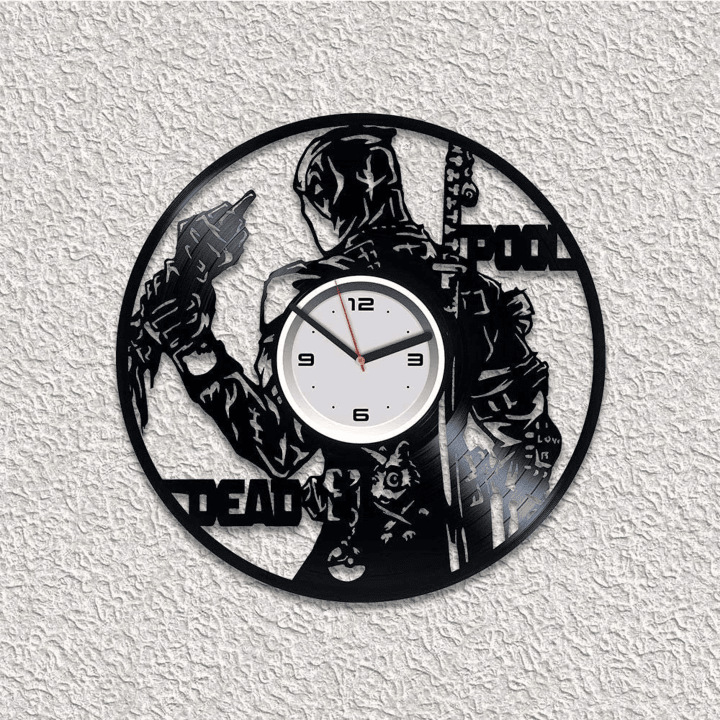Deadpool Vinyl Record Silent Wall Clock Famous Comic Wall Decor Superhero Art For Boys Deadpool Gifts Bday Gift For Boyfriend