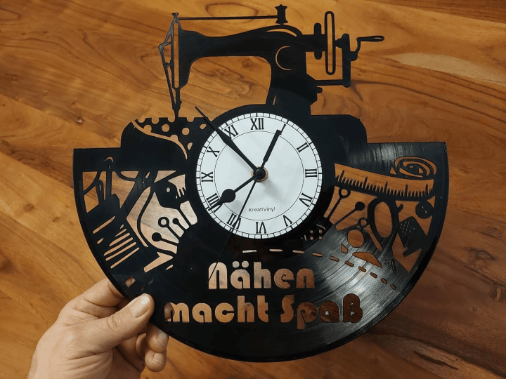 Sewing Machine Record Clock Creatinevinyl Gift Idea Wall Clock Vinyl Clock