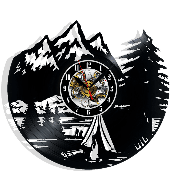 Camping Vinyl Record Wall Clock Gifts For Him Her Kids Decor For Home Bedroom Bathroom Kitchen Art Surprise Ideas For Friends