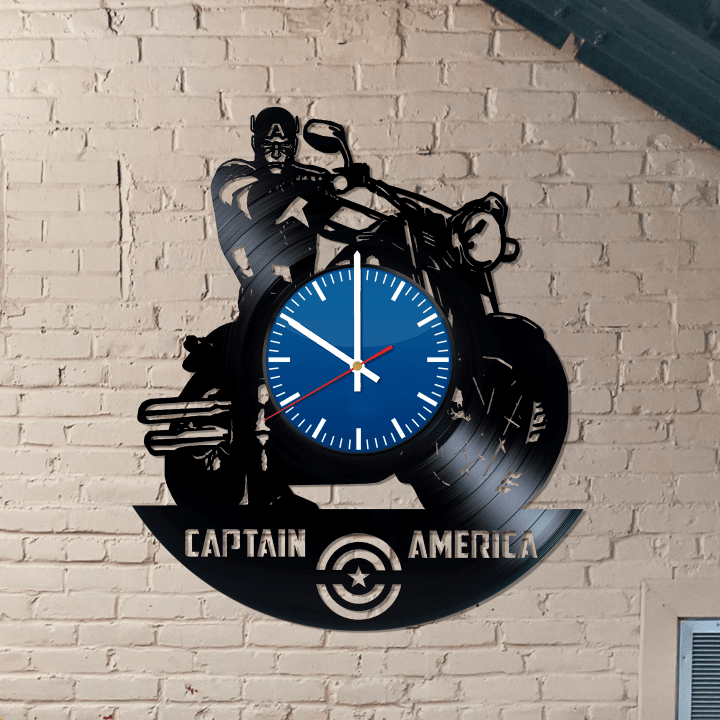 Captain America Vinyl Record Wall Clock, Superhero, Avengers Kids Room Decoration,Vintage Wall Art For Home, Gift Idea For Son,Birthday Gift