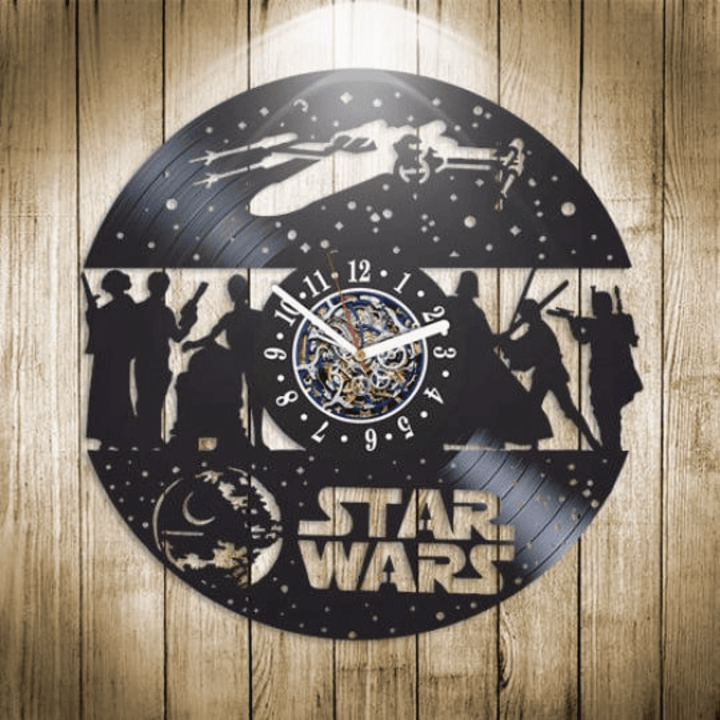 Star Wars Wall Clock Made From Vinyl Record, Movie Decor For Living Room, New Home Gift For Men, Unique Wall Art