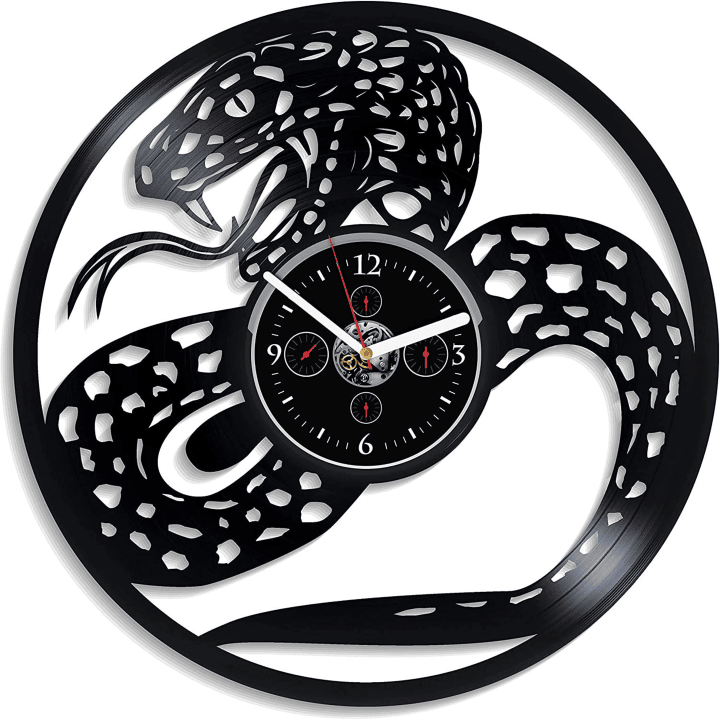 Snake Vinyl Record Wall Clock Contemporary Decor For Home Office New Home Gift For Her Teacher Gifts Ideas Animal Art