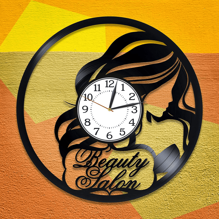 Beauty Salon Vinyl Record Round Wall Clock Hairstylist Art Cute Decor For Salon Girls Artwork First Home Gifts For Wife