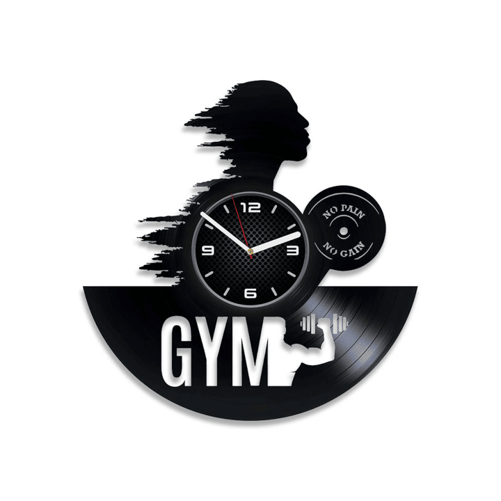 Gym Sport Vinyl Record Wall Clock Unique Decor For Bedroom Wedding Gift For Groom Vintage Large Wall Art
