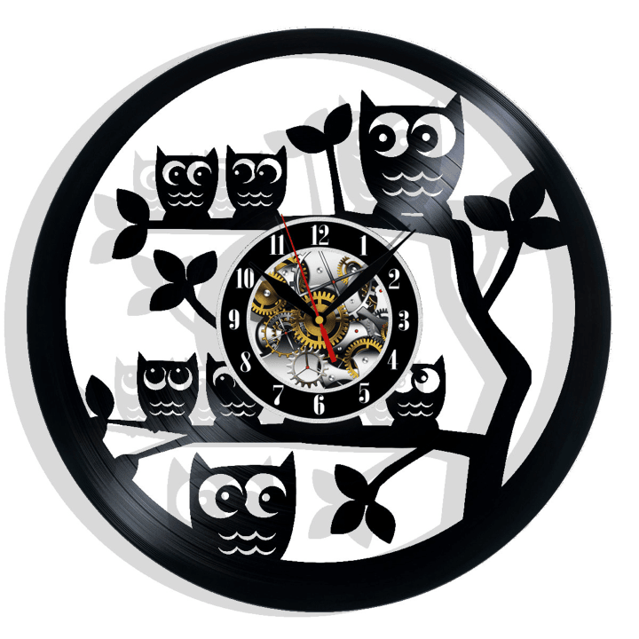 Owl Vinyl Record Wall Clock Gifts For Him Her Kids Decor For Home Bedroom Bathroom Kitchen Art Surprise Ideas For Best Friends