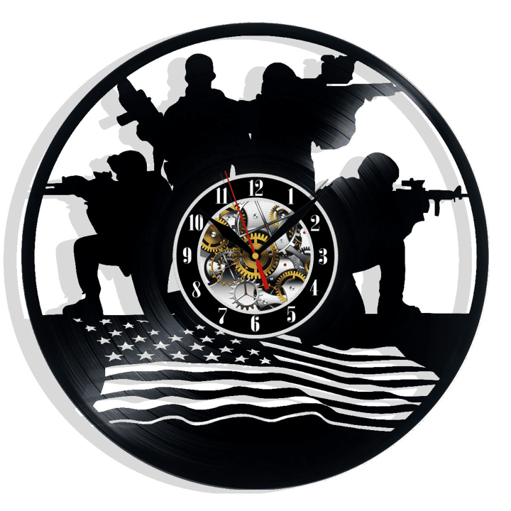Soldier Us Army Vinyl Record Wall Clock Gifts For Him Her Kids Decor For Home Bedroom Bathroom Kitchen Art Surprise Ideas For Friends