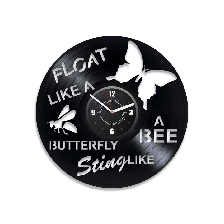Life Quotes Vinyl Record Silent Wall Clock Float Like A Butterfly Motivational Wall Art Decor For College Girls Bday Gift For Sister