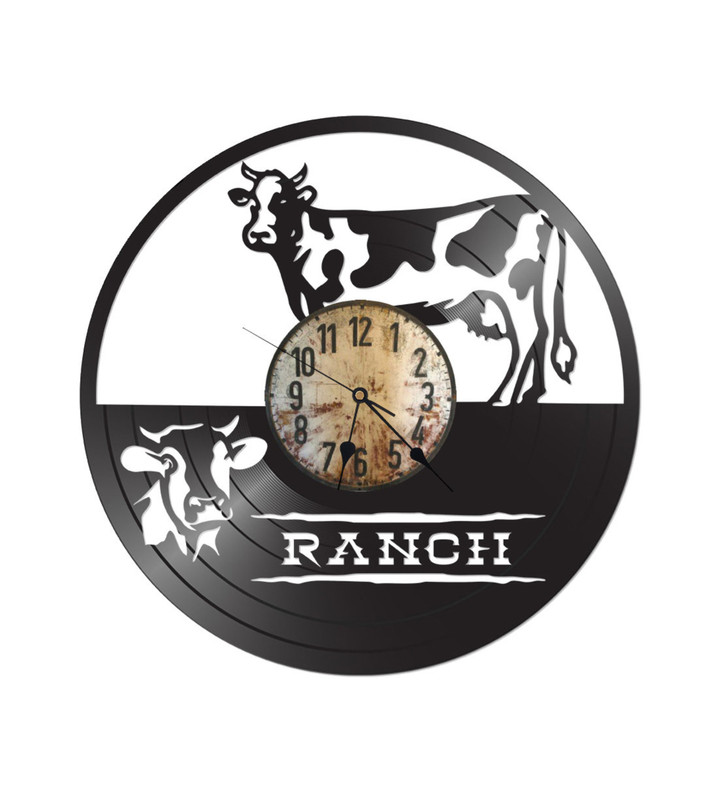 Vinyl Record Clock For Wall - Ranch Cow Clock - Vinyl Wall Decor - Records For Wall