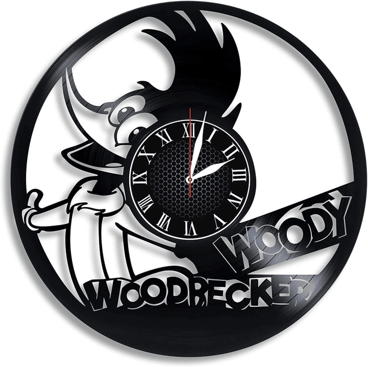 Vinyl Record Wall Clock Woody Woodpecker Home Decor - Bedroom Wall Clock Woody Woodpecker Wall Art Decoration Gifts For Adults
