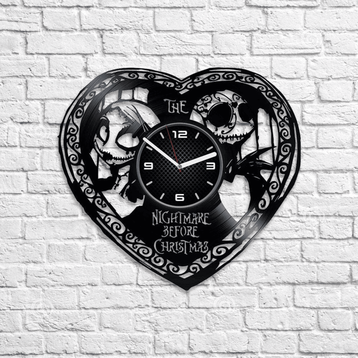 Jack And Sally Vinyl Record Love Wall Clock Creative Decor For Living Room Spooky Art Playroom Decor For Children Wedding Gift For Couple