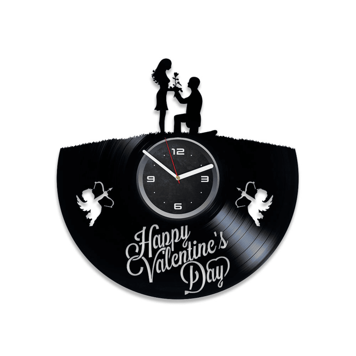 Be My Valentine Vinyl Record Creative Wall Clock Lovely Wall Art Decor For Bedroom For Woman Love Artwork Valentines Day Gift For Girlfriend