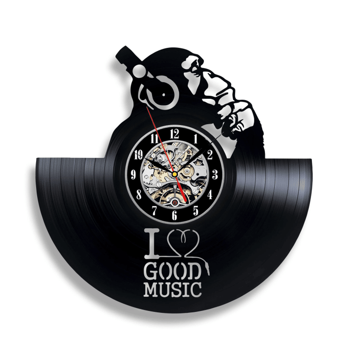 I Love Music Vinyl Record Wall Clock Unique Original Art Handmade Home D�cor Christmas Gifts For Music Fan
