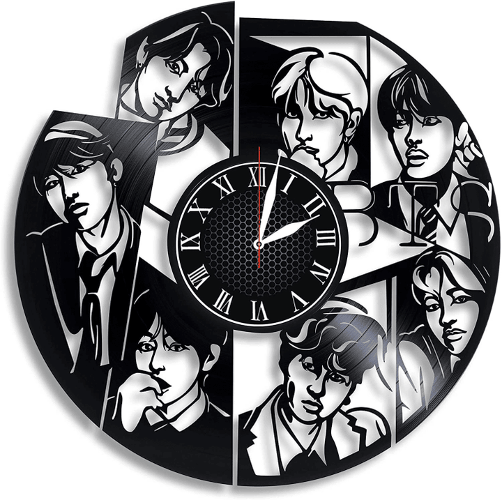 Vinyl Record Wall Clock Compatible With K Pop Band Themed Home Decor - Wall Clock K Pop Wall Art Decoration Gifts For Adults