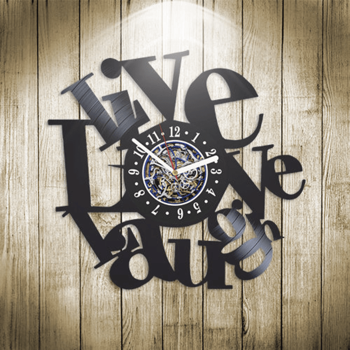 Live Love Laugh Vinyl Record Clock, Funny Quotes Wall Art, Decor For Bedroom, Vintage Wall Hanging Clock, Secret Santa Gift For Coworker
