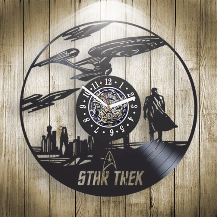 Science Fiction Vinyl Record Wall Clock Science Fiction Art Movie Decorations Retro Wall Decor For Bedroom Winter Holiday Gifts Ideas
