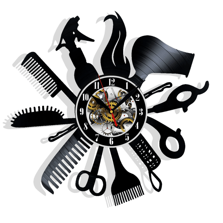 Barbershop Hairdressing Beauty Salonvinyl Record Wall Clock Gifts For Him Her Kids Decor For Home Bedroom Kitchen Surprise Ideas Friends