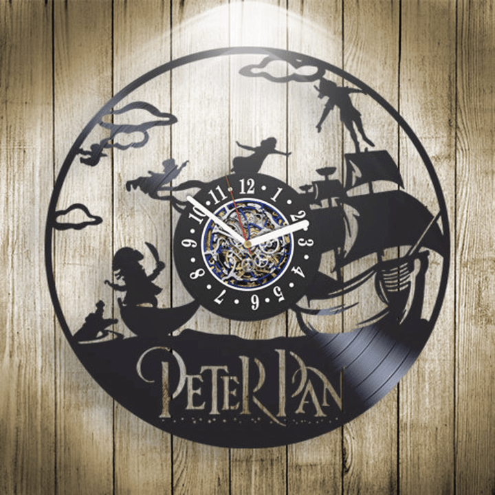 Peter Pan Vinyl Record Wall Clock, Peter Pan Lost Boy, Modern Decor For Kids Room, Original Wall Hanging Art, Christmas Gifts For Children