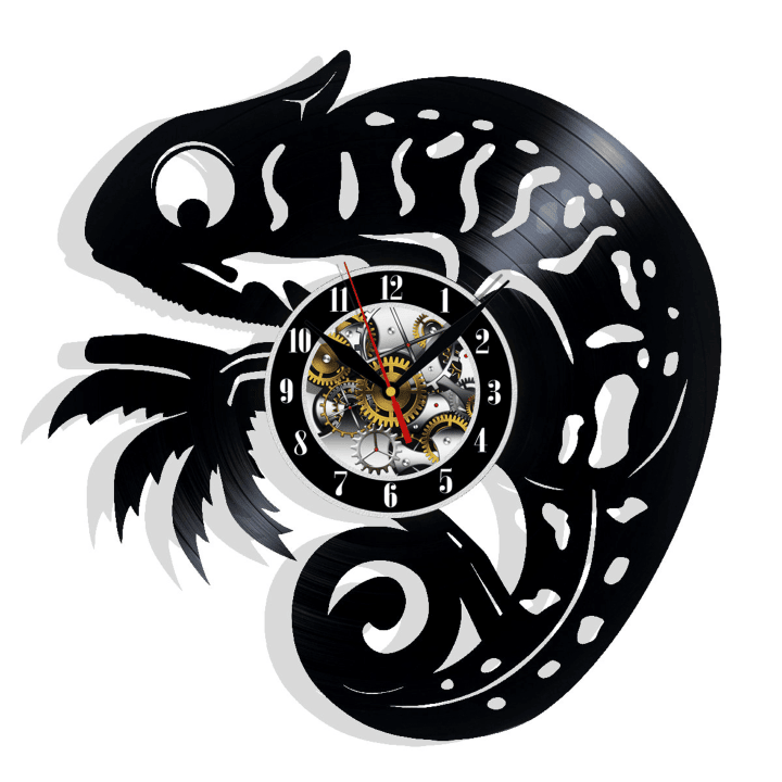Chameleon Vinyl Record Wall Clock Gifts For Him Her Kids Decor For Home Bedroom Bathroom Kitchen Art Surprise Ideas For Friends