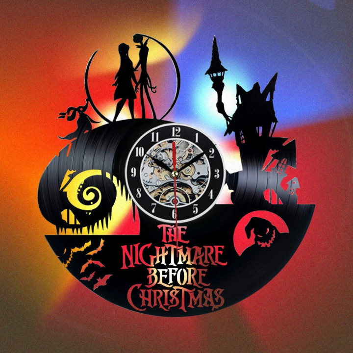 The Nightmare Before Christmas Vinyl Record Clock Halloween Gift Room Decoration Unique Design Clock Birthday Gift Record Clock