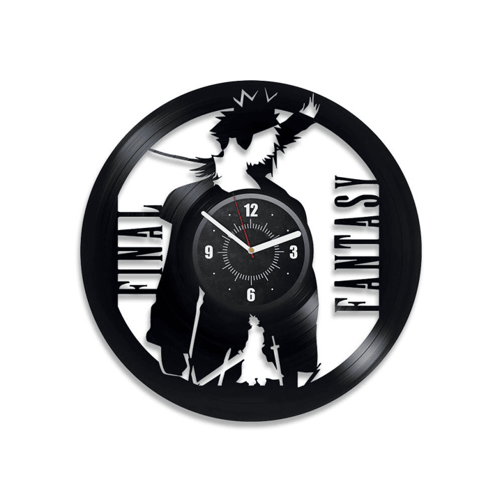 Final Fantasy Vinyl Record Black Wall Clock Gaming Room Decor Video Game Wall Art Unique Gift For Gamers Anniversary Gift For Boyfriend