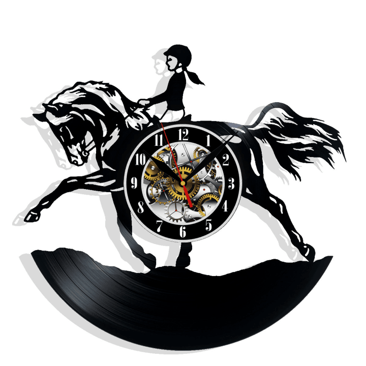 Horse Rider Girl Womanvinyl Record Wall Clock Gifts For Him Her Kids Decor For Home Bedroom Kitchen Art Surprise Ideas For Best Friends