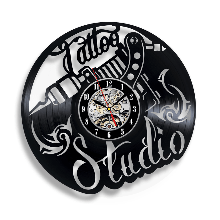 Tattoo Studio Vinyl Record Clock Vintage Wall Art Decor For Tattoo Lover Birthday Gift For Best Friend