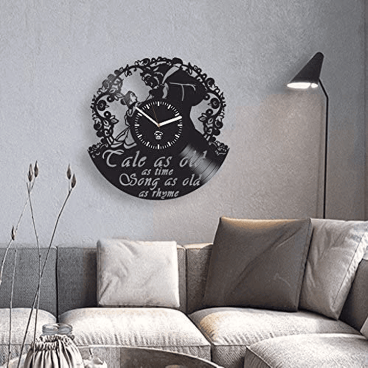 Beauty And The Beast Vinyl Record Love Wall Clock Modern Decor For Bedroom Beauty And The Beast Artwork Disneyland Princess Gifts For Wife
