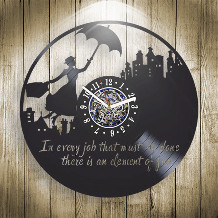 Mary Poppins Quotes Vinyl Record Wall Clock, Original Decor For Home, Modern Large Wall Art, Birthday Gifts For Nanny