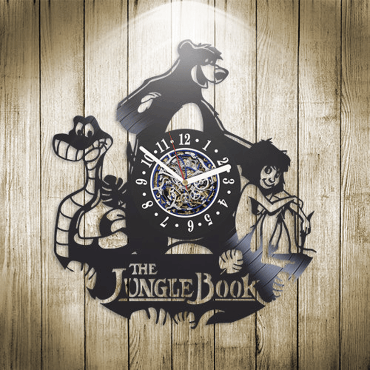 The Jungle Book Vinyl Record Wall Clock, Boys Room Decorations, Mowgli Jungle Book, Christmas Gifts For Brother, Vintage Art For Wall