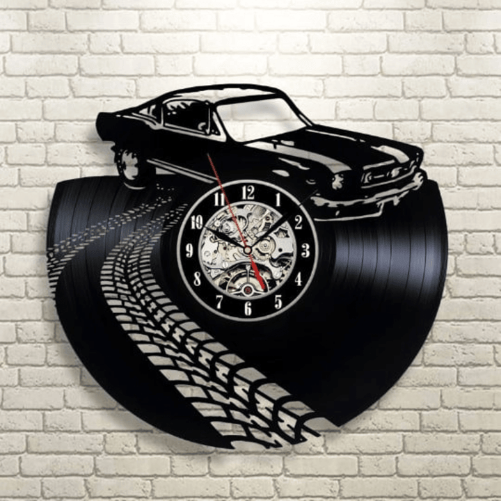 Car Vinyl Record Clock, Wall Art For Auto Lover, Original Decor For Garage, Anniversary Gift Idea For Husband