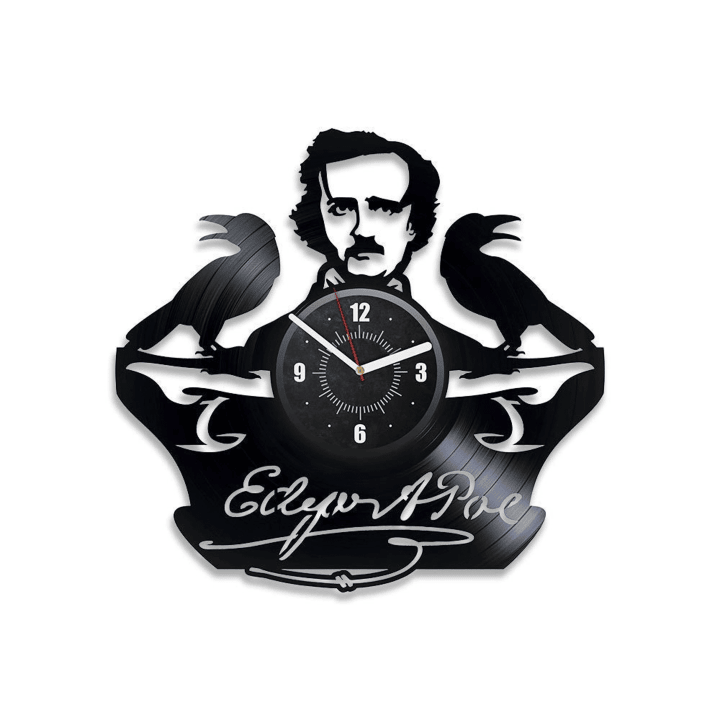 Edgar Allan Poe Vinyl Record Wall Clock Poetry Wall Art Unique Living Room Decor Edgar Allan Poe Decor New Home Gifts For Her