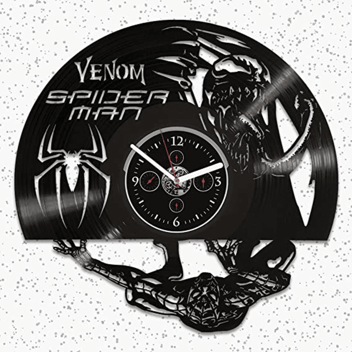 Spider-Man Vs Venom Vinyl Record Black Wall Clock Superhero Artwork Famous Comic Characters Spider-Man Decor New Home Gift For Him