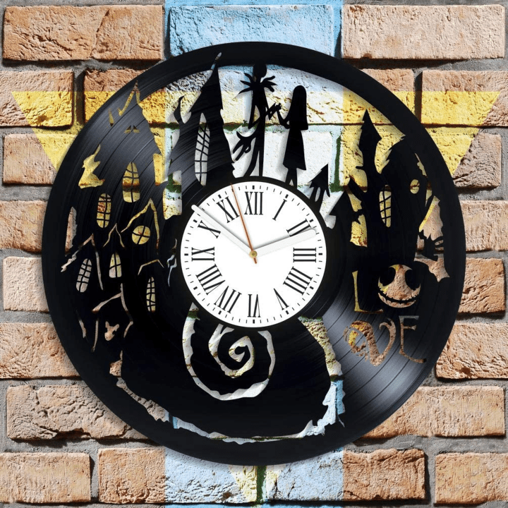 Sally And Jack Vinyl Record Wall Clock Nightmare Before Christmas Gifts Girls Room Decor Jack Skellington And Sally Love Wedding Gift Ideas