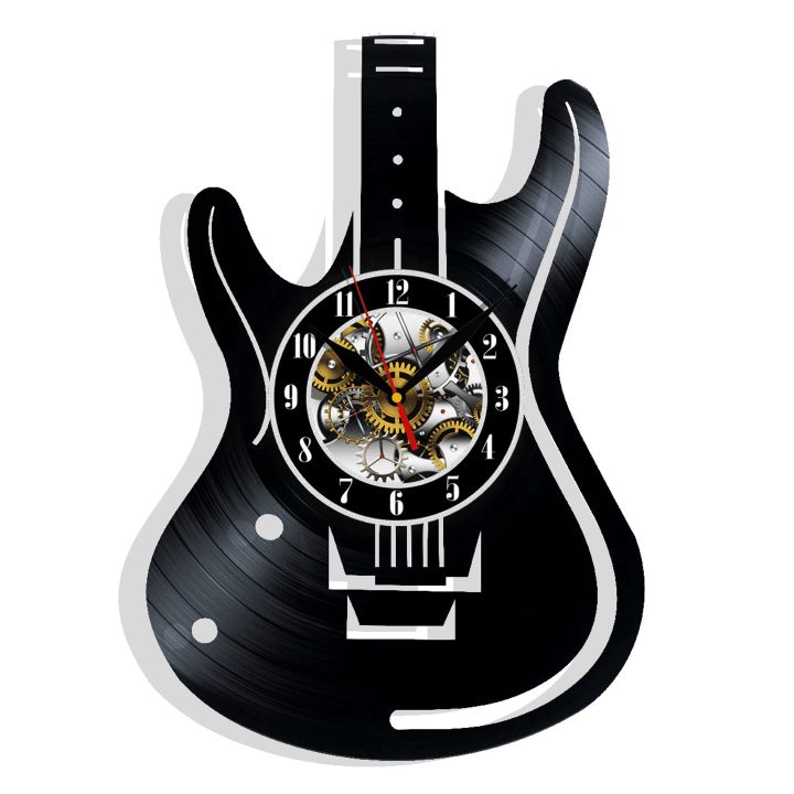 Guitar Music Vinyl Record Wall Clock Gifts For Him Her Kids Decor For Home Bedroom Bathroom Kitchen Art Surprise Ideas For Best Friends