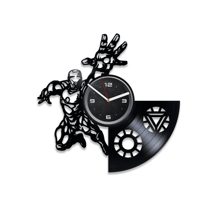 Iron Man Vinyl Record Modern Wall Clock Original Decor For Nursery Iron Man Decor Comic Book Artwork Superhero Gifts For Boyfriend
