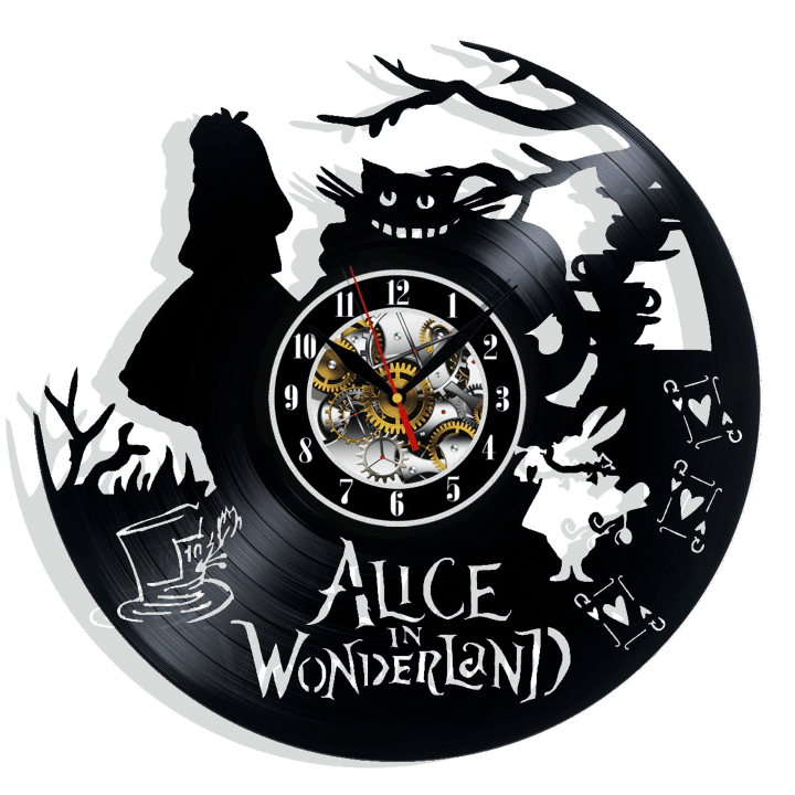 Alice In Wonderland Vinyl Record Wall Clock Gifts For Him Her Kids Decor For Home Bedroom Bathroom Kitchen Art Surprise Ideas Friends
