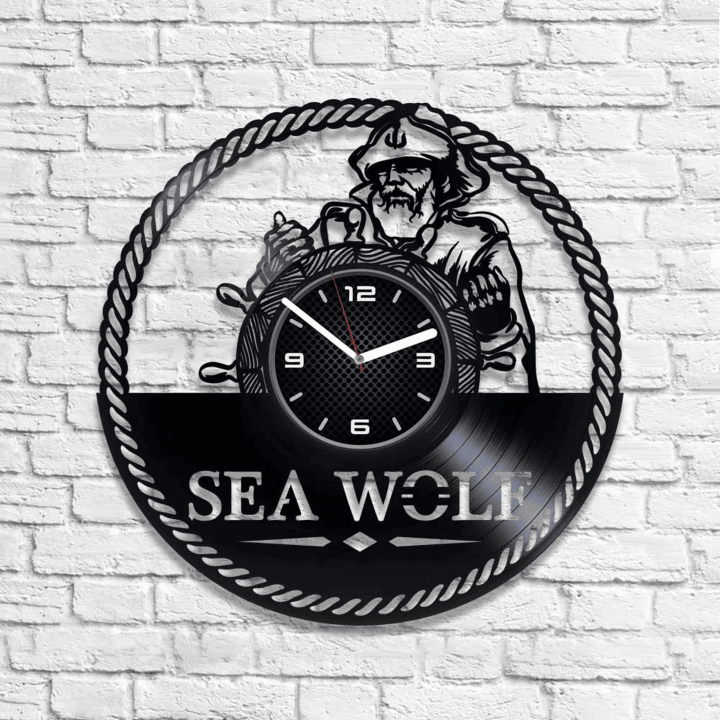 Sea Wolf Vinyl Record Wall Clock Sailor Gift Sea Lover Contemporary House Decor Gifts Marine Wall Decor Retirement Gifts For Men