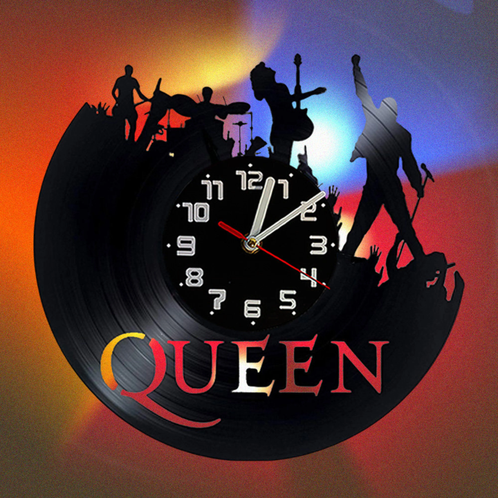 Queen Band Music Vinyl Record Clock With Remote Control Led Lights Room Decoration Gift For Fan Unique Design Clock Birthday Gift