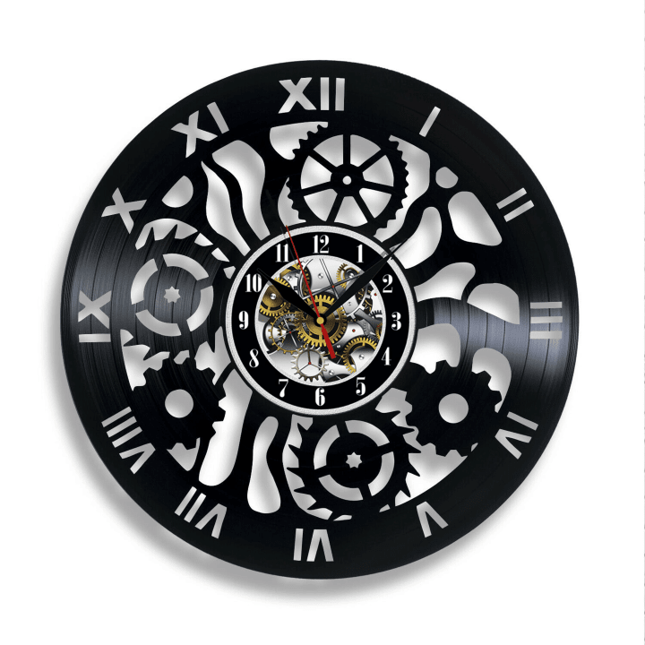 Steampunk Mechanism Gears Vinyl Record Wall Clock Gifts For Him Her Kids Decor For Home Bathroom Kitchen Art Surprise Ideas Friends