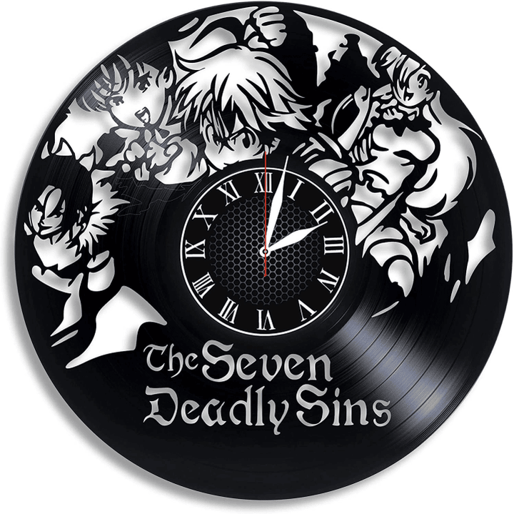Vinyl Record Wall Clock The Seven Deadly Sins Home Decor - Bedroom Wall Clock The Seven Deadly Sins Wall Art Decoration Gifts For Adults