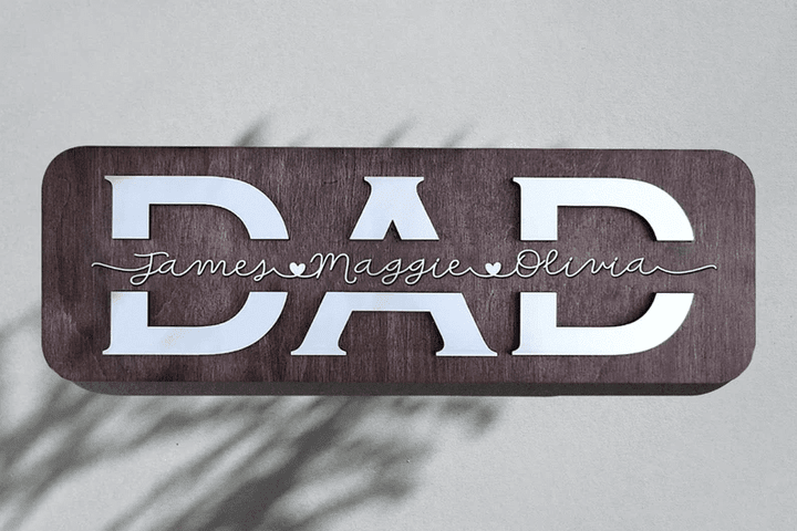 Personalized Dad & Kids Name Framed Sign, Fathers Day Gift, Dad's Children Name Framed Sign, Family Sign, Custom Gift for Dad, Dad Wood Sign