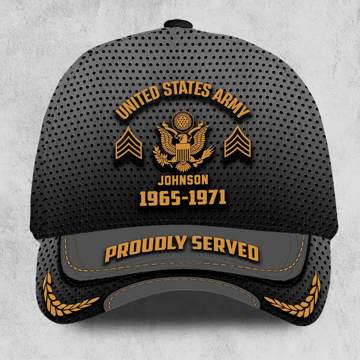 Customized U.S Army Veteran Hat – 3D Cap Personalized With Rank Military Style Ball