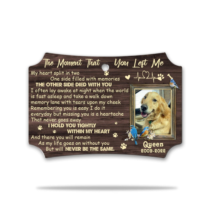 The Moment That You Left Me Poem - Scalloped Aluminum Dog Memorial Ornament 2023