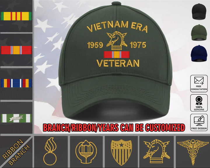 Vietnam Era Veteran Custom Embroidered Hat - VFW Foreign War Military Honor Cap